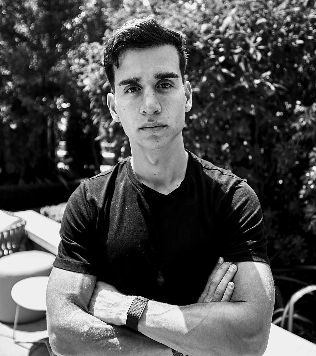 Black and white portrait of Alejandro