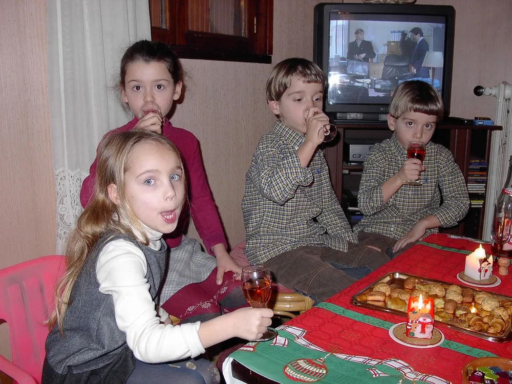 Children at a Christmas table